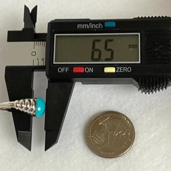 Sterling Silver 925 Modernist Oval Faux Turquoise Tapered Shank Ring Sz 5.25 - Picture 14 of 16